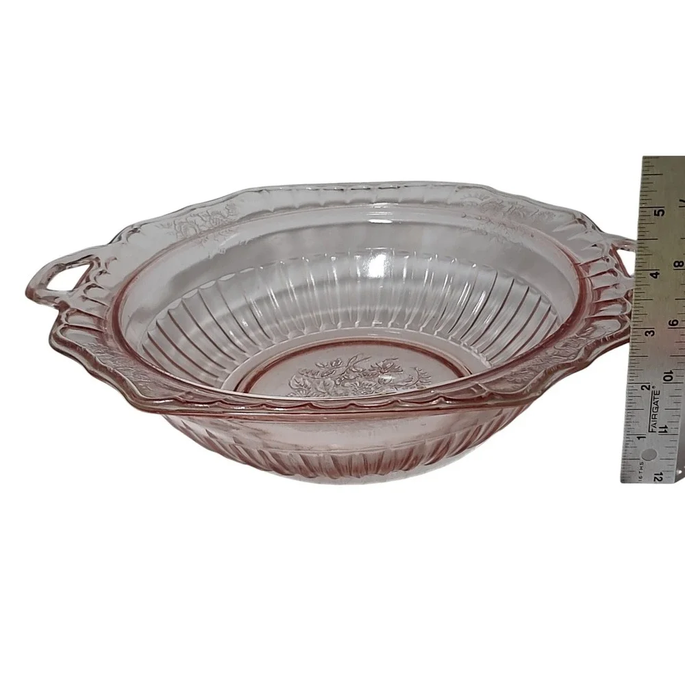 Vintage Anchor Hocking Serving Bowl Mayfair‎ Open Rose Pink Depression Glass